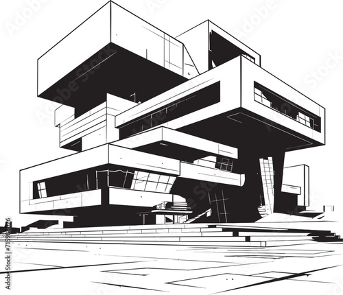Metropolitan Matrix Vector Logo for Modern Building Architecture in Stylish Black Elevated Elegance Black Icon Depicting the Sophistication of Modern Exterior Design