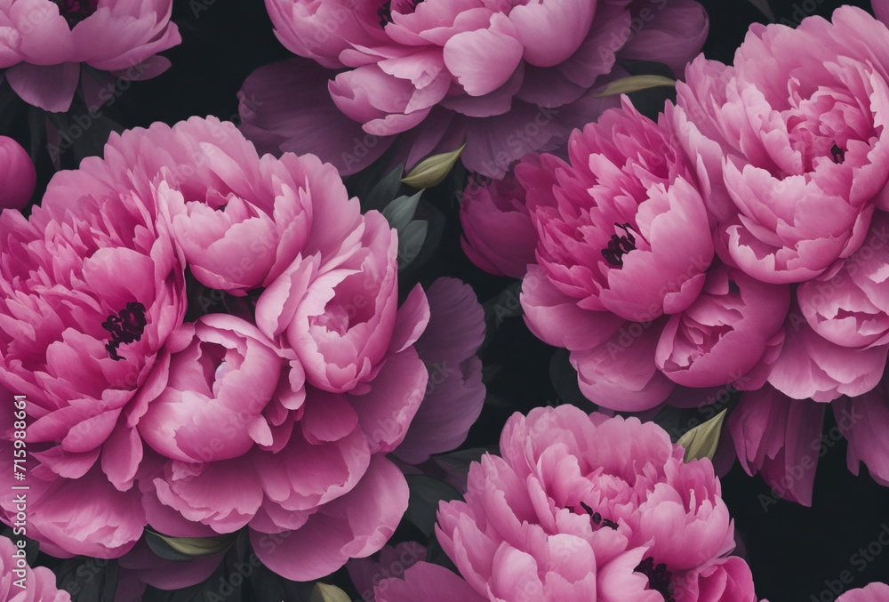 pink flowers, Beautiful wallpaper with pink flowers, peonies. Dark colors. Elegant floral wallpaper pattern featuring red and white flowers with lush green leaves on a dark background pink flowers, Beautiful wallpaper with pink flowers, peonies. Dark colors. Elegant floral wallpaper pattern featuring red and white flowers with lush green leaves on a dark background