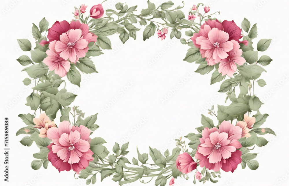 Floral frame made of leaves and flowers vector vintage design, decorative blank classic style border, luxury beautiful background