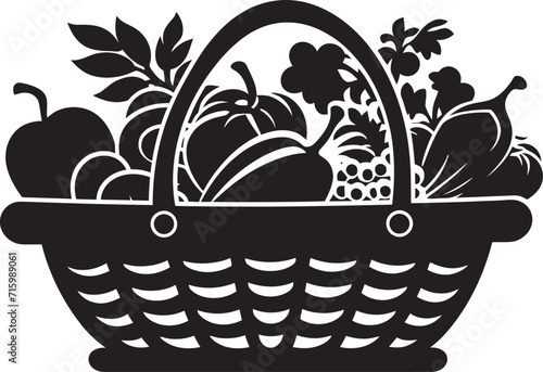 Nourishing Fusion Elegance Iconic Black Emblems Showcase the Fusion of Nutritional Delights in a Fruit Basket Flavorful Wellness Icons Chic Black Logo Designs Capture the Flavorful Nutritional Goodne