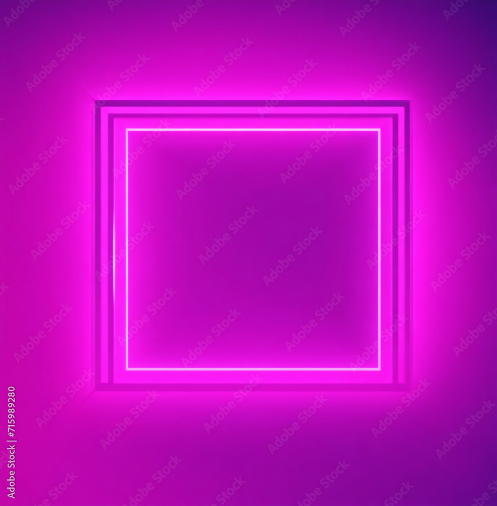 frame on a wall, Glowing neon pink square with vibrant fog abstract background. Electric light frame. Geometric fashion design vector illustration. Empty minimal art decoration frame on a wall, Glowing neon pink square with vibrant fog abstract background. Electric light frame. Geometric fashion design vector illustration. Empty minimal art decoration