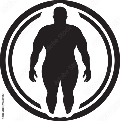 Empowered Evolution A 90 Word Human Logo Vector for Obesity Awareness Revitalize and Reshape Black Iconic Design Inspiring Obesity Transformation