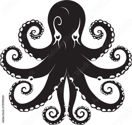 Sleek Serenade Black Iconic Octopus Logos Vector Design, a 90 Word Underwater Sonata Enigmatic Evolution 90 Words Unraveling the Black Vector Octopus Logos Design Magic