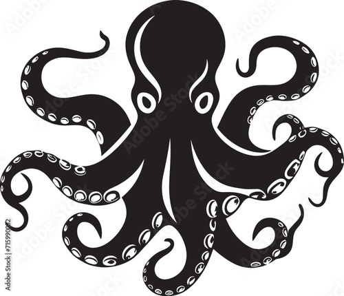 Inkwell Intricacies A 90 Word Vector Tale Unveiling Black Iconic Octopus Logos Design Sculpted Silhouettes 90 Words of Black Vector Octopus Logos Design Mastery