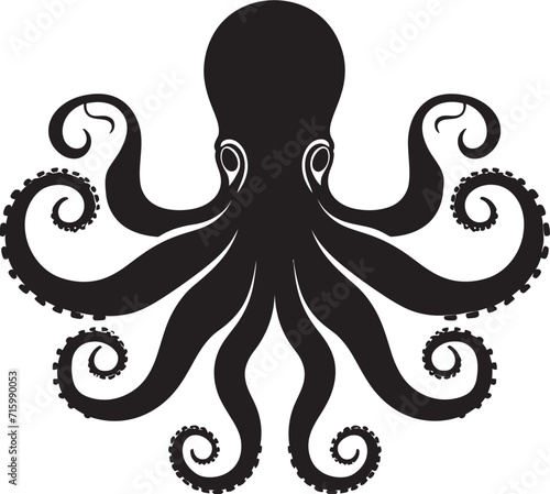 Ephemeral Elegance Black Octopus Logos Vector Design in 90 Words of Underwater Majesty Inkwell Intricacies A 90 Word Vector Tale Unveiling Black Iconic Octopus Logos Design