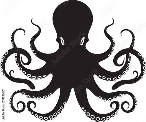 Ink Mastery Black Octopus Logos Vector Design Elegance Unveiled in 90 Words Tidal Elegance 90 Words Illustrating the Black Vector Octopus Logos Design Symphony