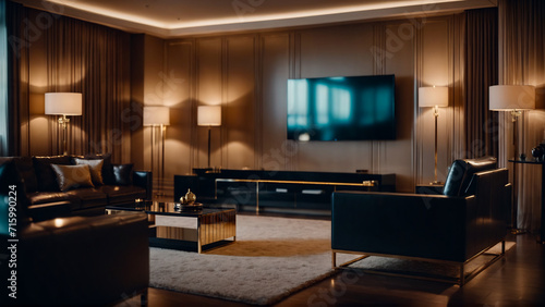 Luxury living room interior design with stylish furnitures , leather furniture  © P.W-PHOTO-FILMS