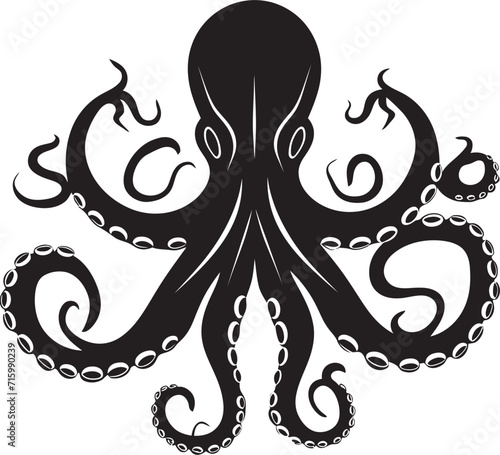 Sculpted Silhouettes A 90 Word Vector Tale of Black Iconic Octopus Logos Design Brilliance Underwater Symphony Black Vector Octopus Logos Design Magic Unveiled in 90 Words