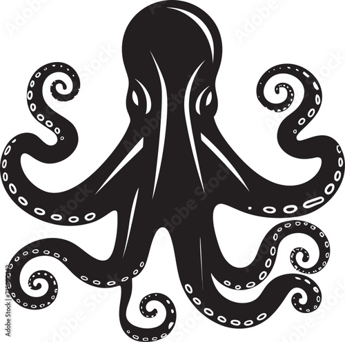 Dynamic Depths Unveiling the Black Iconic Octopus Vector Logo in 90 Words Sculpted Silhouette A 90 Word Black Vector Octopus Logo Design Odyssey