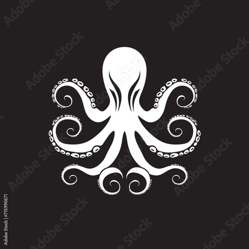 Cephalopod Couture 90 Word Vector Octopus Logo Unveiling Black Design Mastery Inky Impressions Black Iconic Emblem in 90 Words of Octopus Design Splendor
