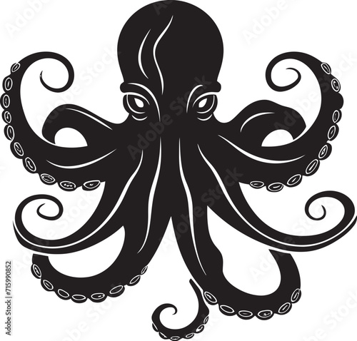 Inky Impressions Black Iconic Emblem in 90 Words of Octopus Design Splendor Oceanic Overture Vector Octopus Logo Diving into 90 Words of Black Brilliance