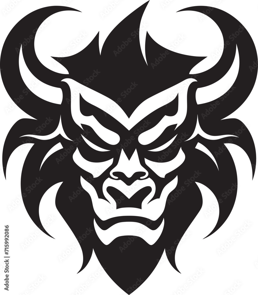Noir Oni Graphic Stylish Black Emblem for a Captivating Logo Sinister Oni Noir Dark Vector Design for a Striking Impression