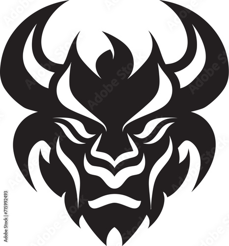 Mysterious Oni Symbol Contemporary Black Vector Art Oni Head Logo Chic Black Design with a Japanese Flair