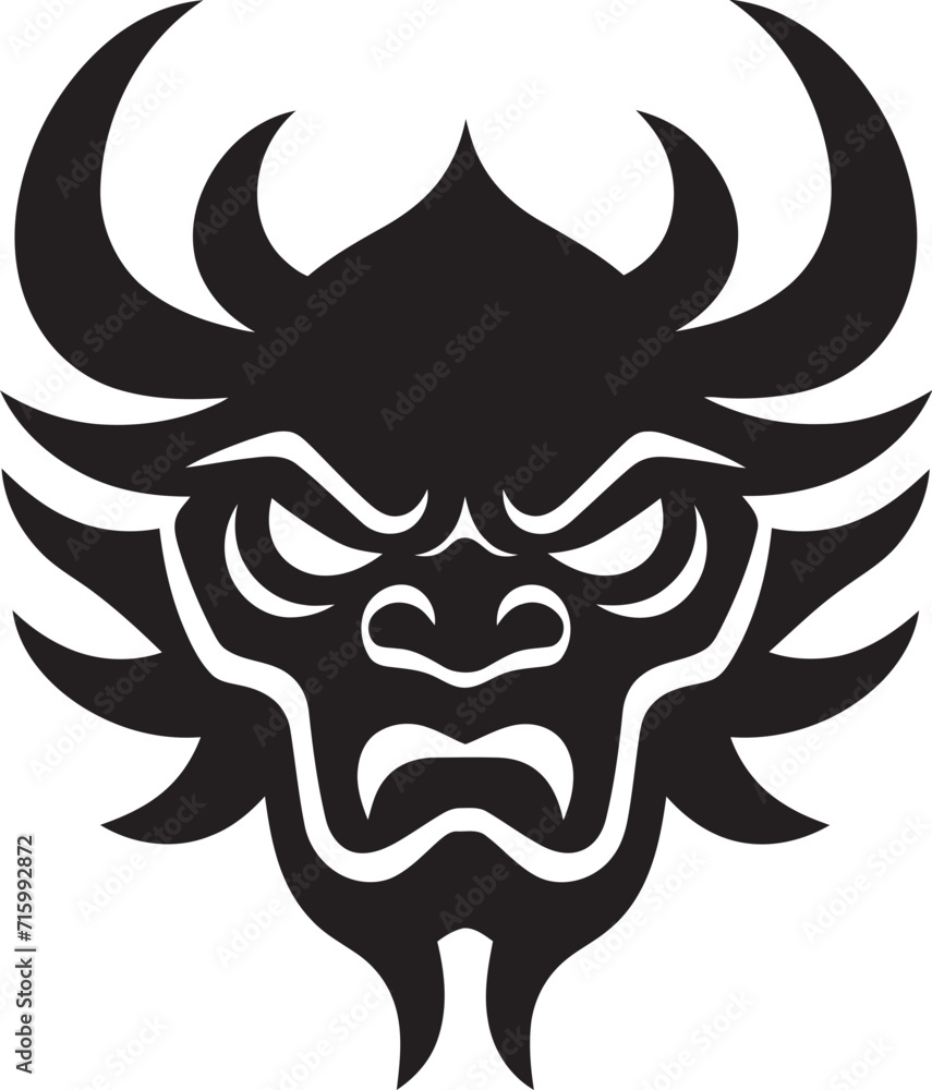Oni Head Silhouette Stylish Black Logo Design Sinister Oni Icon Dark Vector Illustration Oni Head Silhouette Stylish Black Logo Design Sinister Oni Icon Dark Vector Illustration