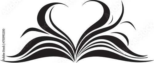 Opened Book Pages Elegant Black Logo Design Black Book Unveiled Stylish Vector Icon for Modern Branding