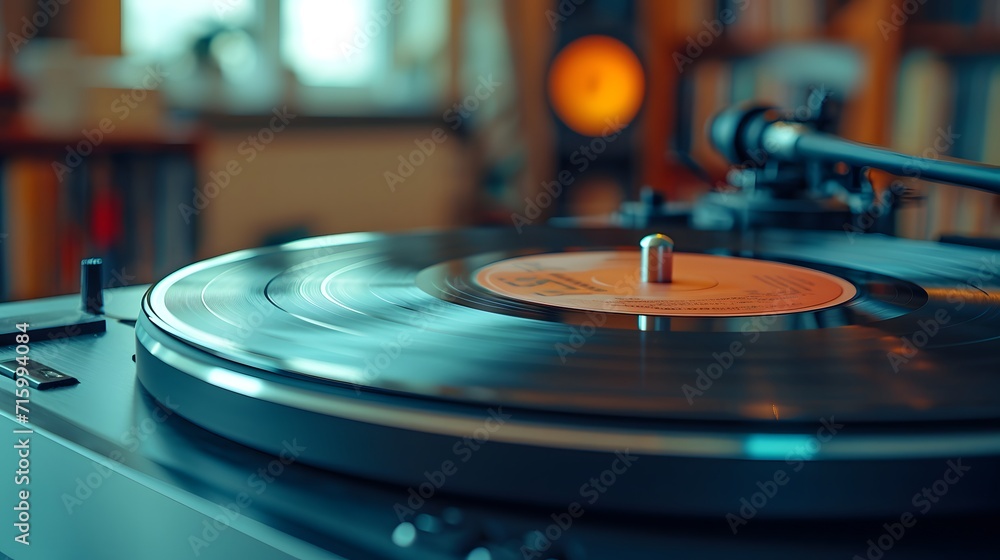 close up of a record player, a record player with a record in the foreground and a blurry background of a record player's turntable close up of a record player, a record player with a record in the foreground and a blurry background of a record player's turntable