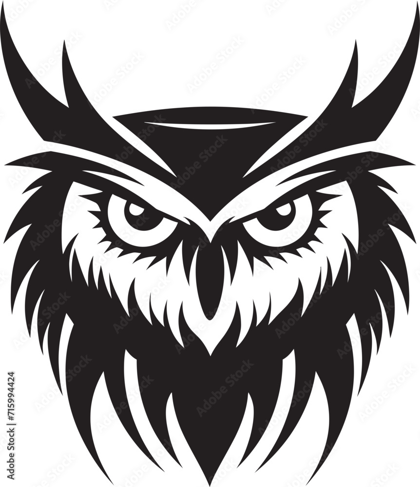 Shadowed Owl Graphic Chic Black Emblem with a Modern Twist Contemporary Owl Symbol Sleek Vector Art with a Touch of Mystery