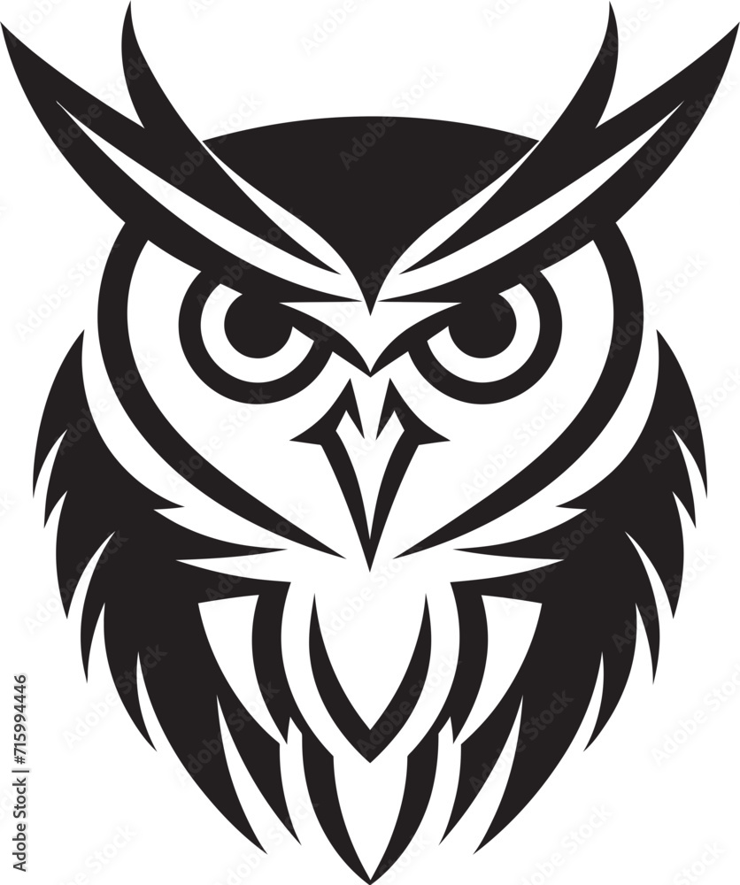 Dark Owl Silhouette Noir Inspired Black Icon Design Contemporary Owl Logo Stylish Vector Art with a Modern Twist