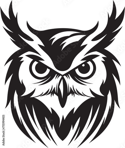 Eagle eyed Insight Modern Vector Art with Owl Emblem Moonlit Owl Graphic Intricate Black Logo Design for a Striking Branding