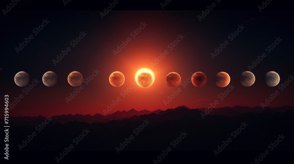 Obraz premium phases of the moon during an eclipse