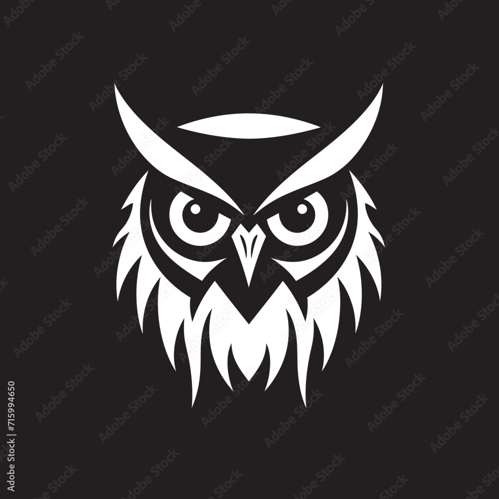 Wise Guardian Stylish Vector Illustration in Noir Black Noir Owl Profile Sleek Black Logo with a Touch of Mystery