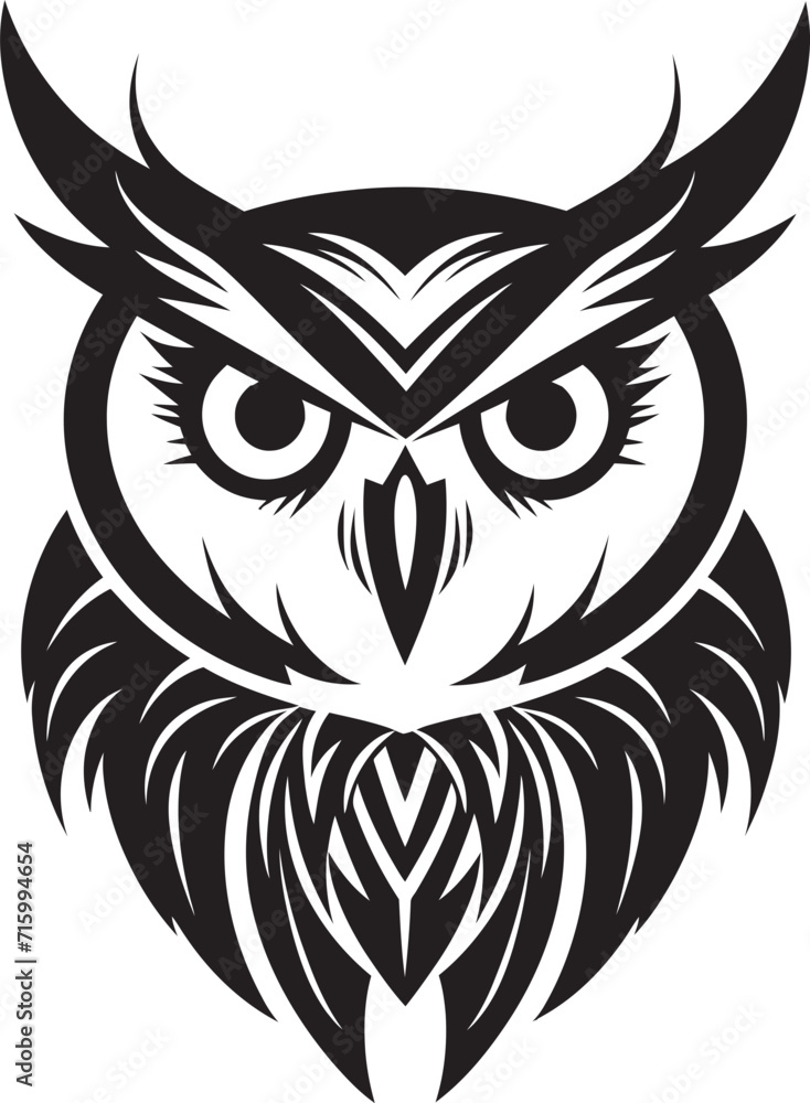 Night Vision Chic Owl Emblem Design with Elegant Vector Art Eagle eyed Insight Intricate Black Icon for Modern Branding