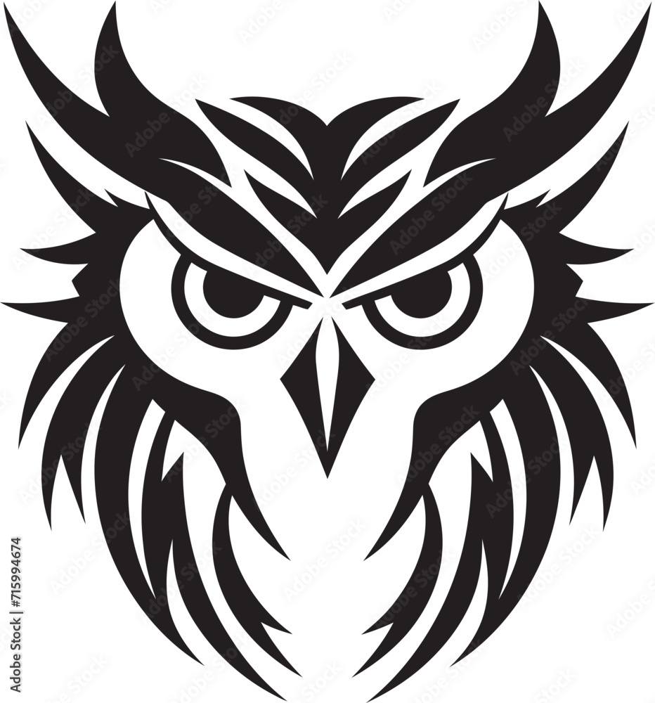 Eagle eyed Insight Intricate Black Icon for Modern Branding Moonlit Owl Graphic Contemporary Vector Logo for a Captivating Look