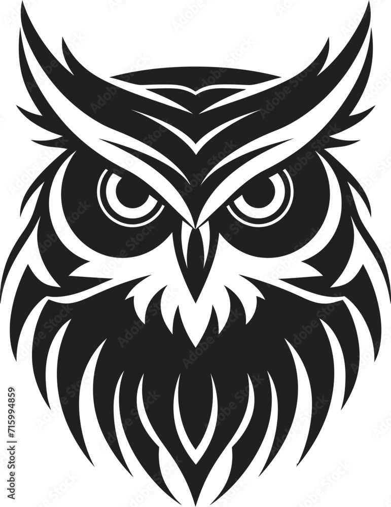 Noir Owl Profile Sleek Black Icon with Elegant Owl Design Eagle eyed Insight Modern Vector Art with Owl Emblem