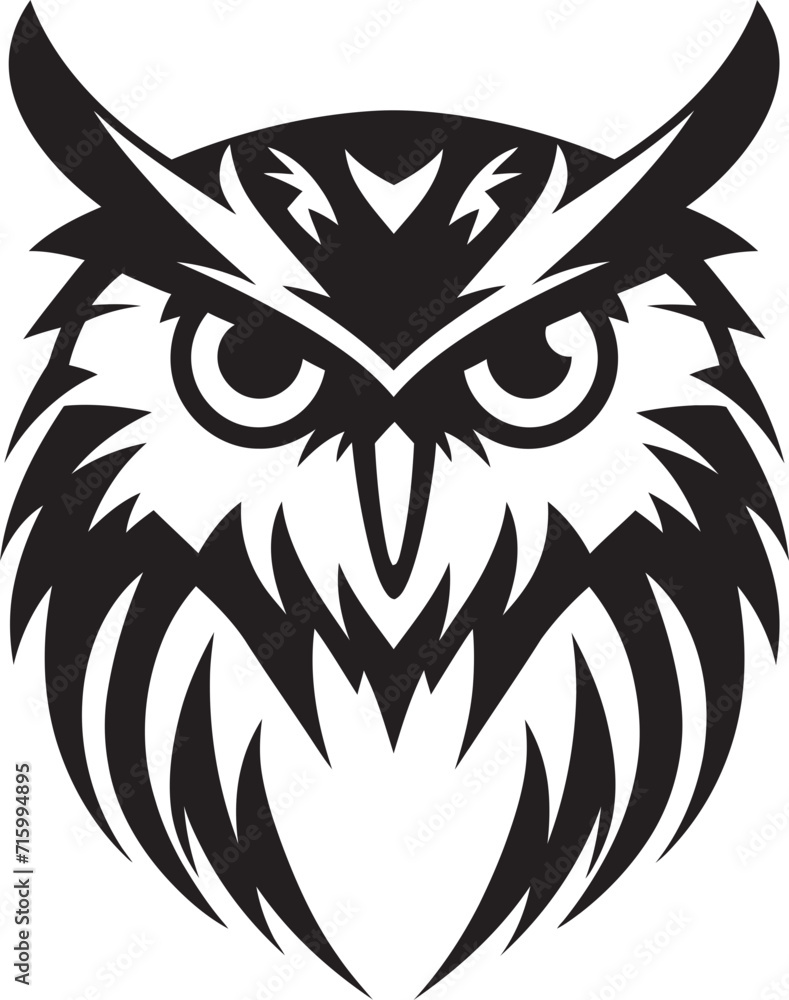 Nocturnal Guardian Emblem Stylish Vector Owl Logo Design Shadowed Owl Graphic Chic Black Emblem with a Modern Twist