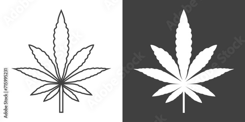 Cannabis Leave Icon. Hemp, Cannabis Leaf Silhouette, Flat Icon Closeup Isolated. Growing Medical Marijuana. Vector Illustration