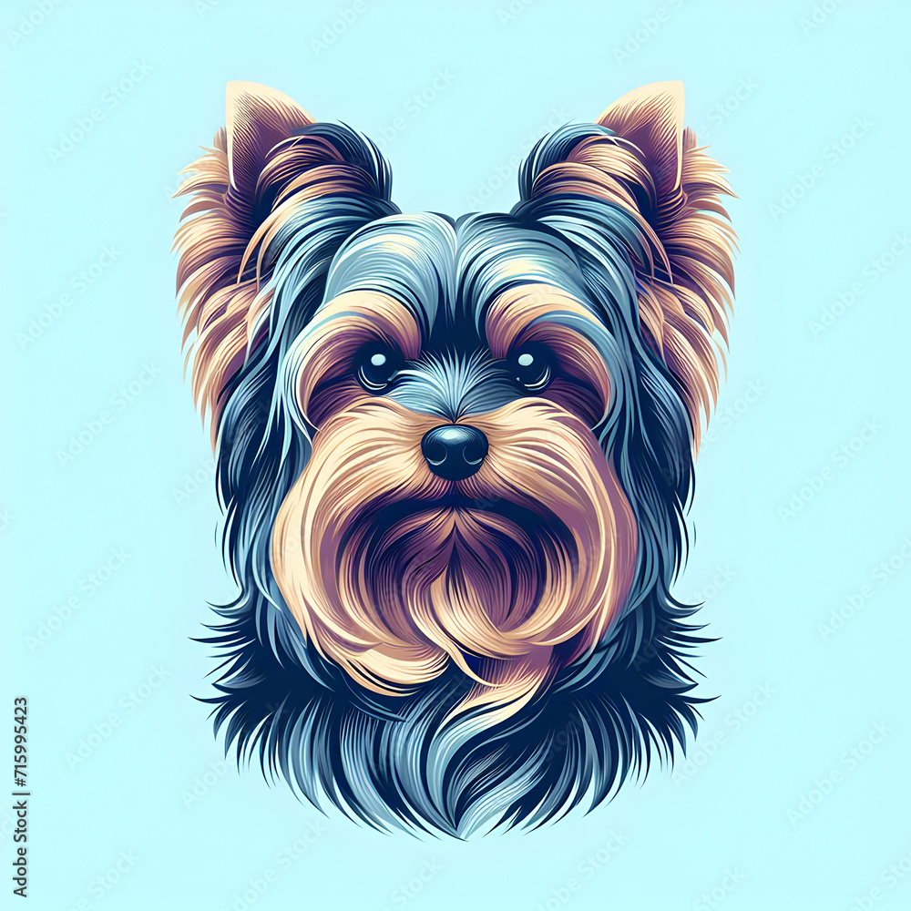 Portrait of a Cute Stylized Yorkshire Terrier