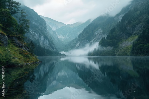 Majestic Lake Surrounded by Mountains © Ilugram