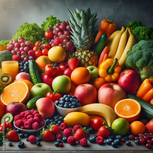 Real Healthy Colorful Fruits and Vegetables