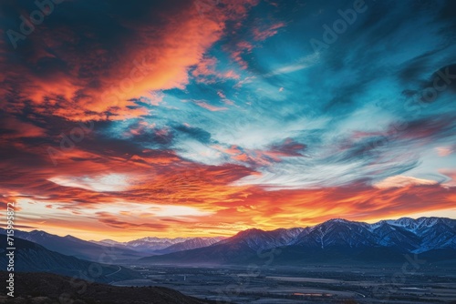 Vibrant Sky Over Majestic Mountains
