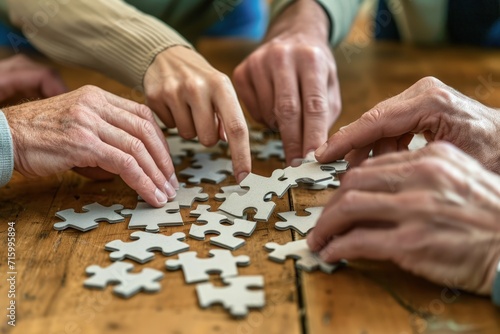 Group of People Assembling Puzzle