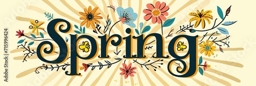 Spring banner, beautiful colorful word photo