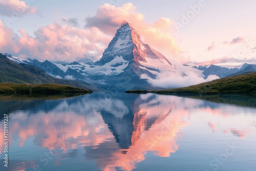 Majestic Mountain Reflected in Tranquil Lake © Ilugram