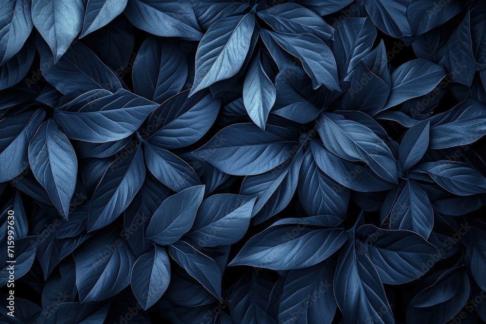 Blue Leaves on Wall