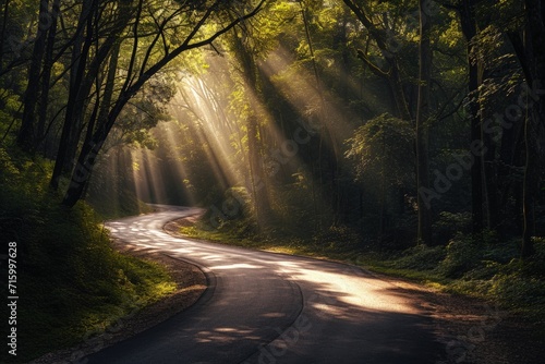 Sunlit Road Through Trees © Ilugram