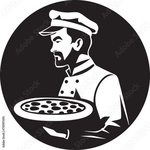 Pepperoni Passion Intricate Vector Emblem with Noir Pizzaiolo Touch Noir Pizza Craft Chic Black Icon Illustration for Delectable Branding