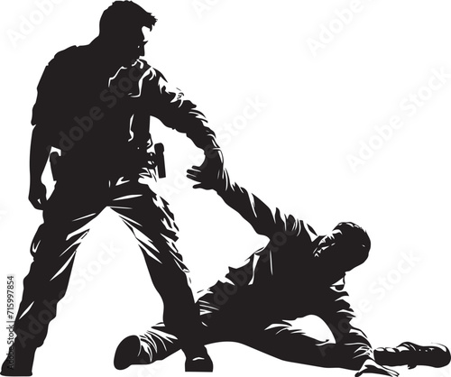 Vengeful Vigilantes Black Iconic Police and Wrath Reckless Justice Dark Vector for Police and Violence