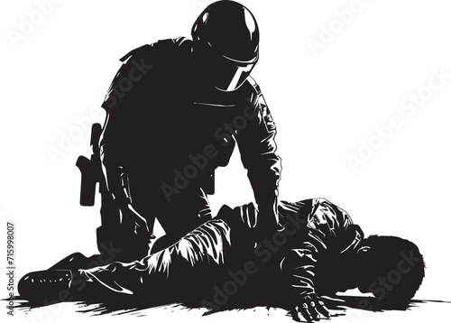 Reckless Justice Dark Vector for Police and Violence Nocturnal Vigilance Menacing Police and Violent Clash