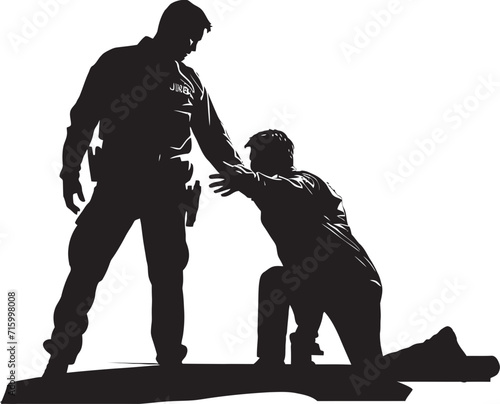 Vengeful Vigilantes Black Iconic Police and Wrath Reckless Justice Dark Vector for Police and Violence