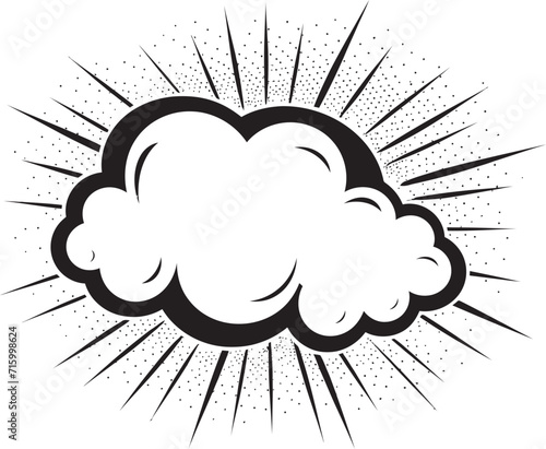 Lively Lexicon Vector PopArt Comic Cloud Logo Retro Rhetoric Black Speech Bubble Emblem in Vector