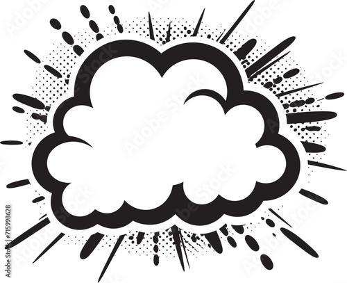Retro Rhetoric Black Speech Bubble Emblem in Vector Whimsical Wordcraft PopArt Speech Cloud Design