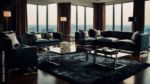 design of a luxurious living room featuring stylish leather furniture