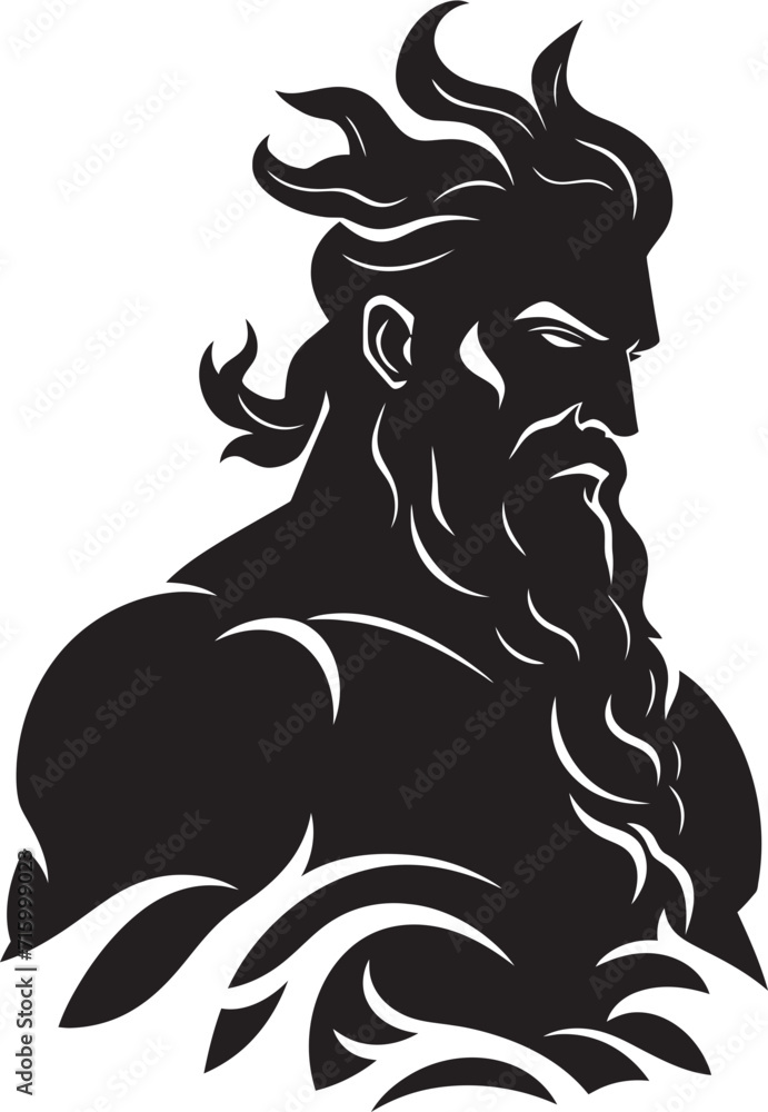 Godly Waves Poseidons Logo Takes Form in Elegant Black Poseidons Legacy Black Vector Icon Design Unveiled in 80 Words