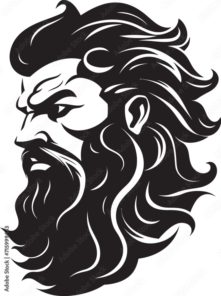 Obraz premium Sea Sovereign Poseidons Vector Logo Resplendent in Black Poseidons Pose Black Icon Design Emerges with 80 Words
