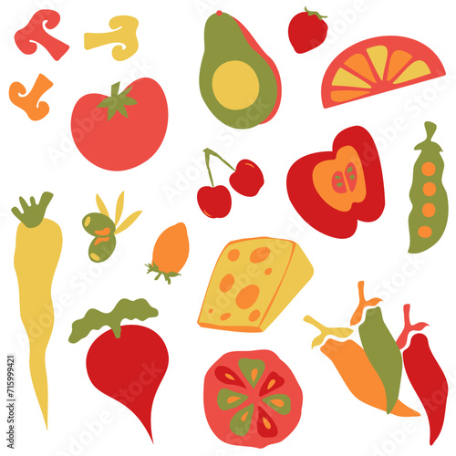 Retro Fruits and Veggies