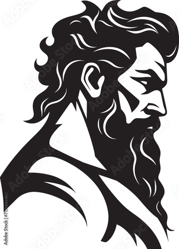 Sea Sovereignty Poseidons Black Iconic Vector Design Emerges Poseidons Pose Regal Emblematic Black Logo in 80 Words